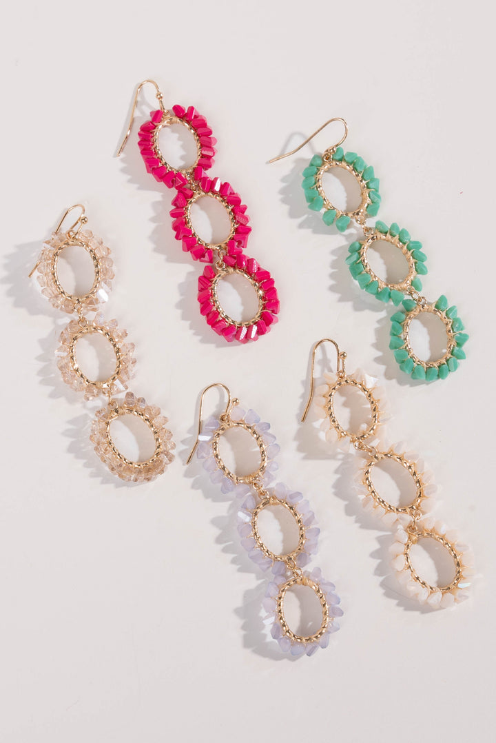 Triple Beaded Dangle Earrings