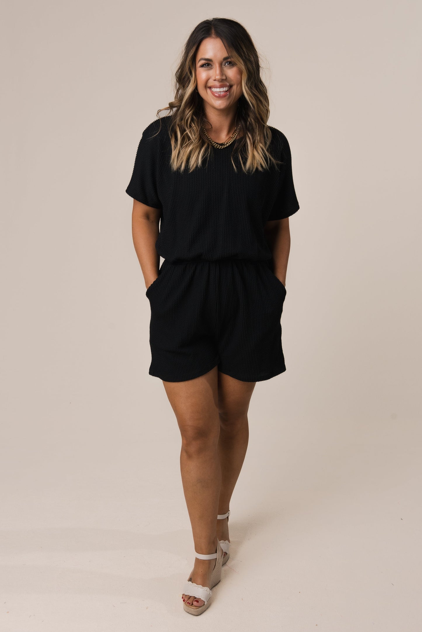 Ribbed Dolman Romper