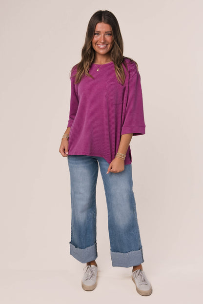 Ribbed Dolman Pocket Top *Final Sale*