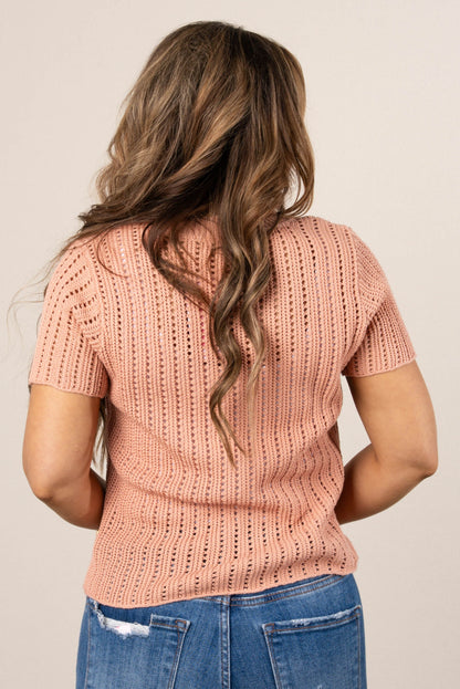 Open Knit Button Up Sweater