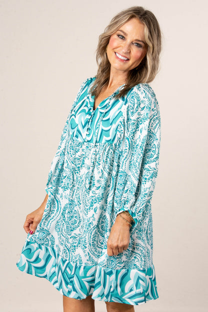 Georgia Mae Mixed Border Print Boho Dress