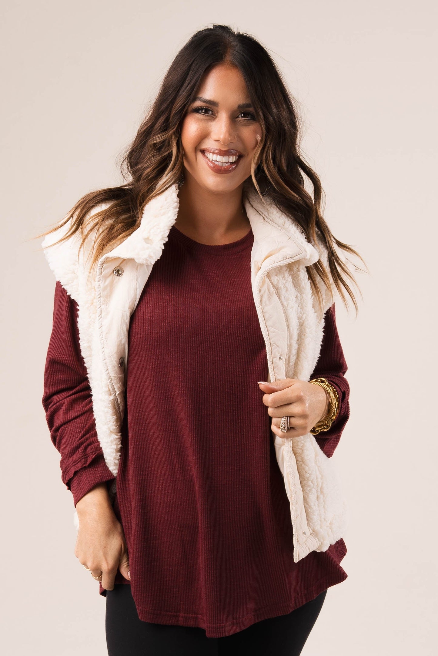 Ribbed Hacci Knit Top