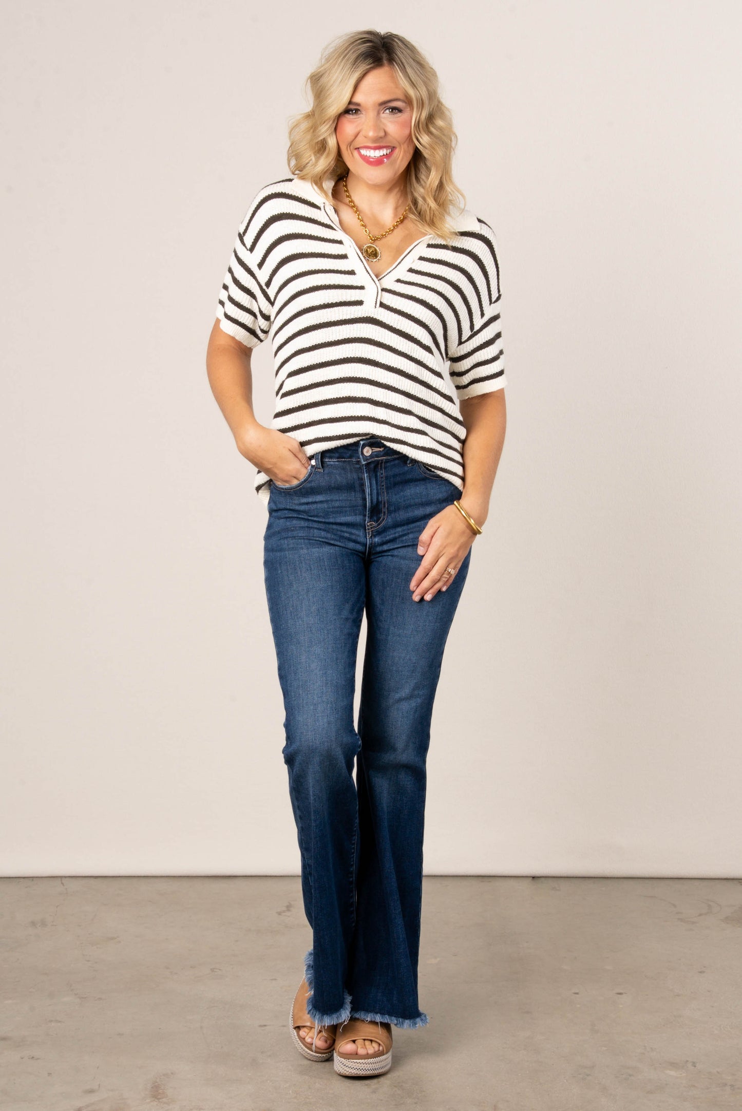 Amanda Stripe Henley Top
