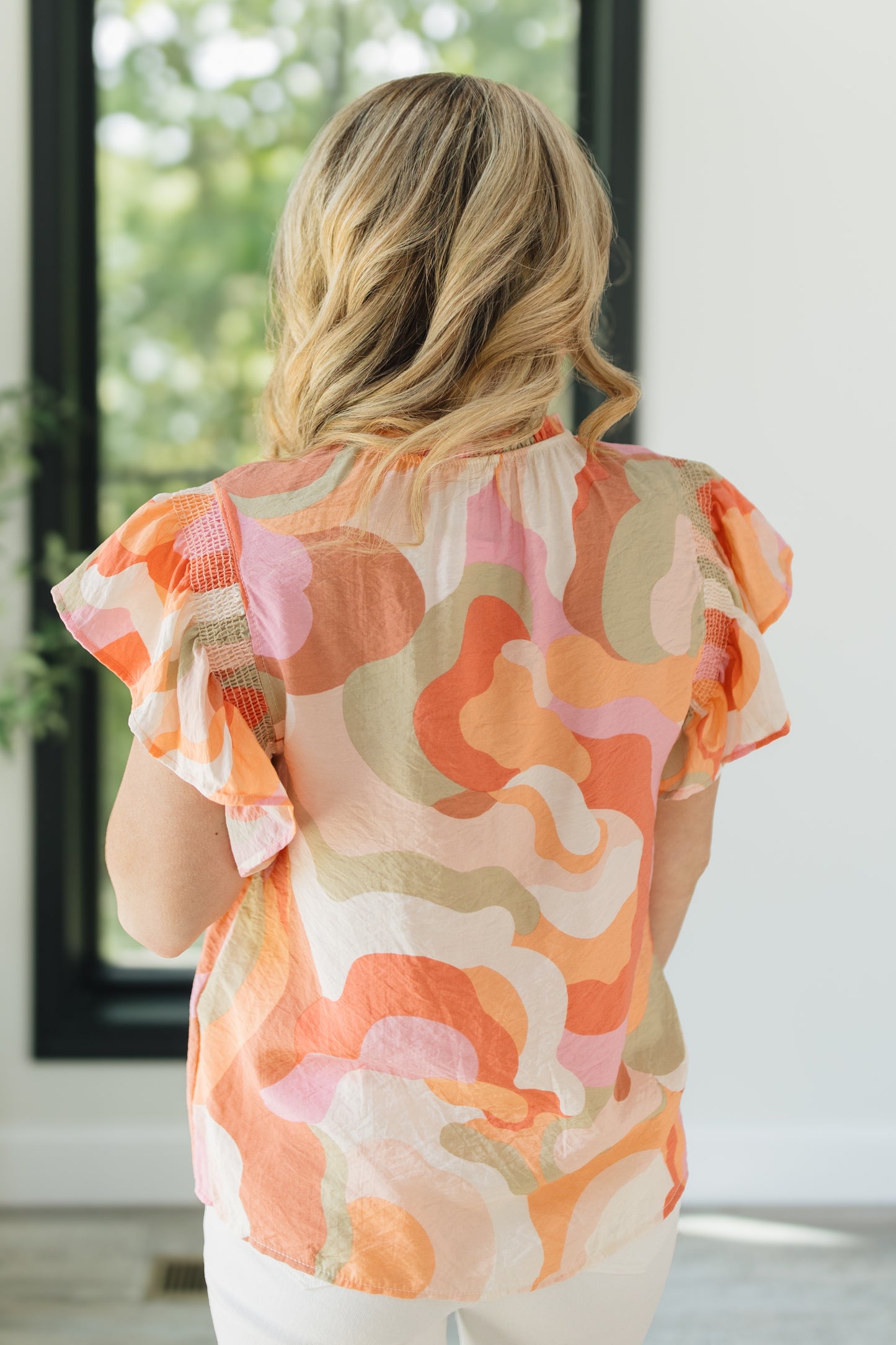 Abstract Ruffled Top *Final Sale*