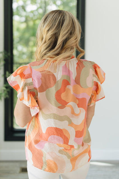 Abstract Ruffled Top *Final Sale*