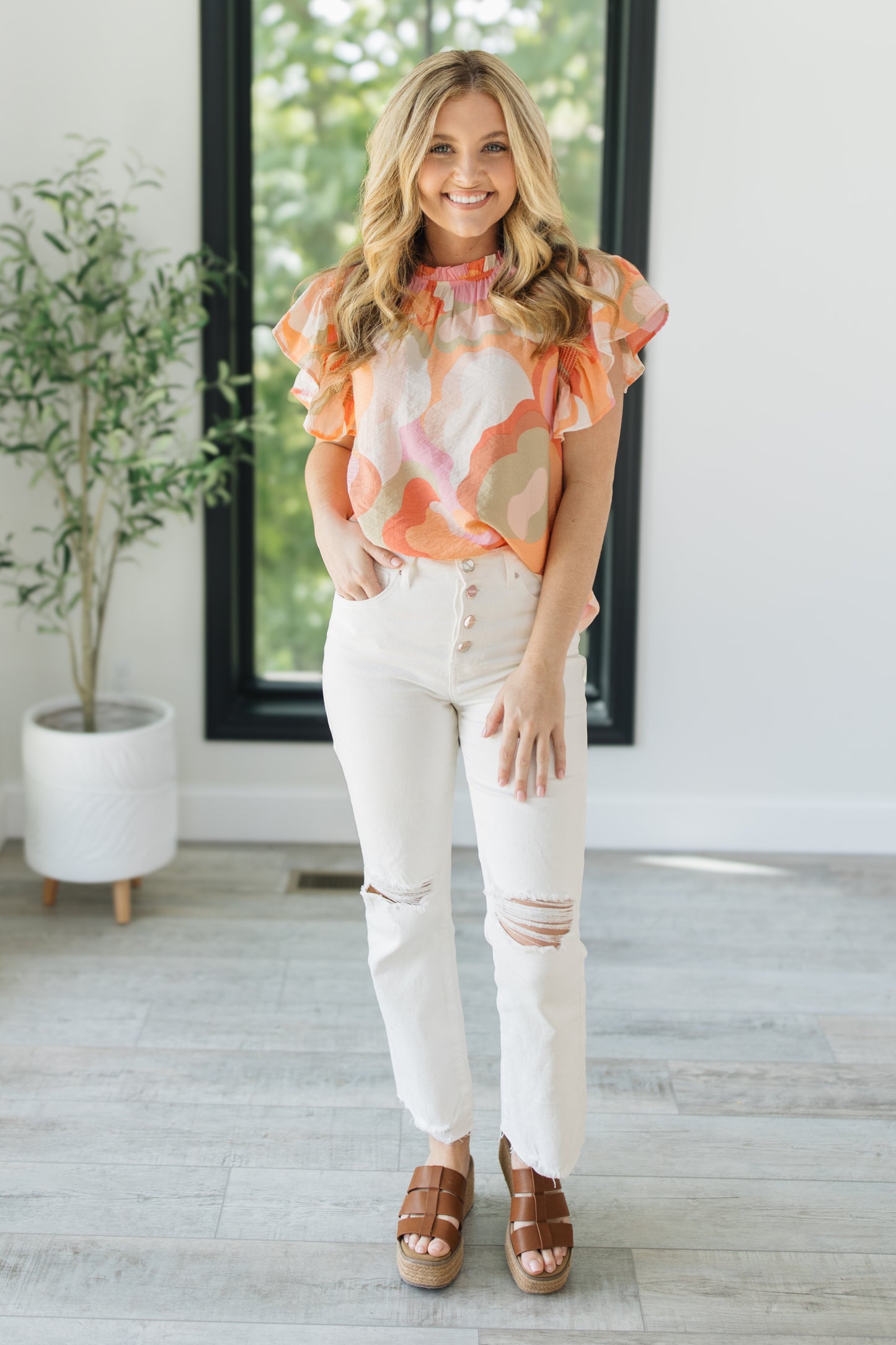 Abstract Ruffled Top *Final Sale*