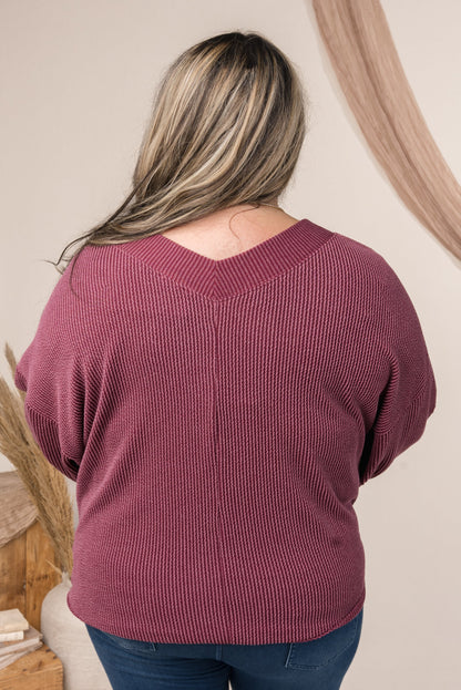 Ribbed Double V-Neck Top *Final Sale*