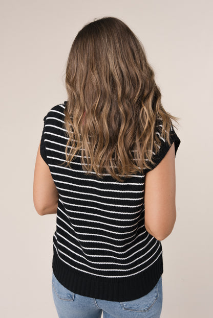 Striped Cap Sleeve Sweater