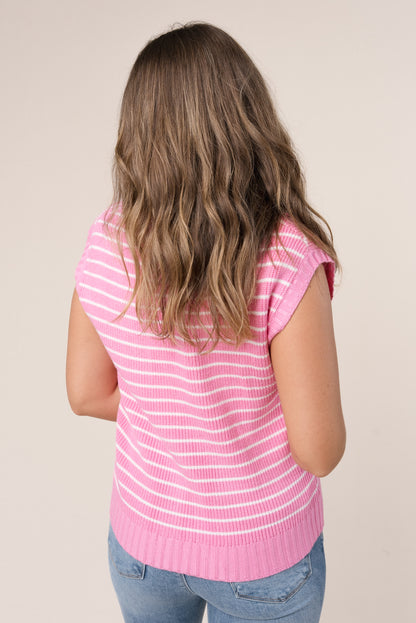 Striped Cap Sleeve Sweater