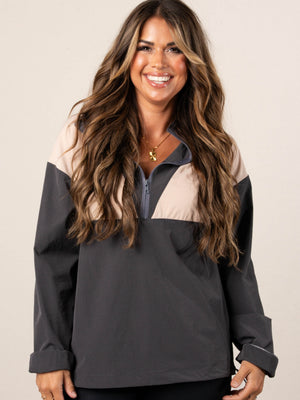 Color Block Quarter Zip Windbreaker