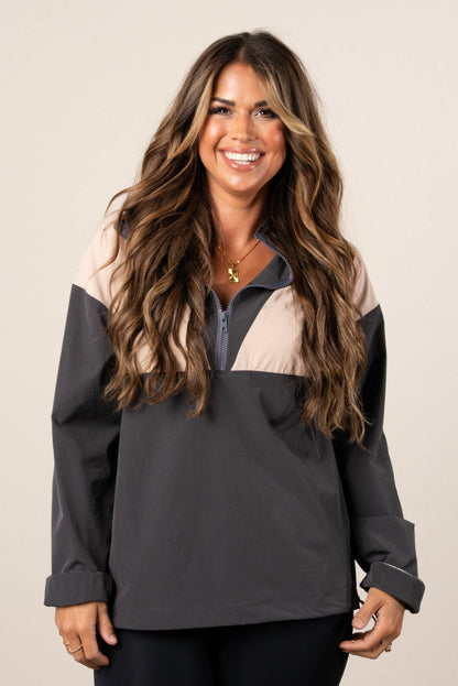 Color Block Quarter Zip Windbreaker