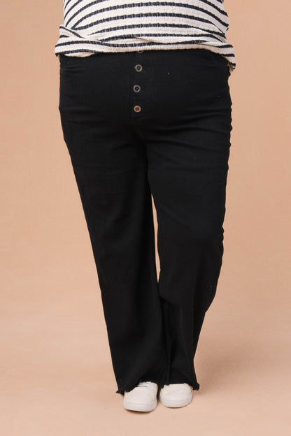 Button Fly Wide Leg Pants