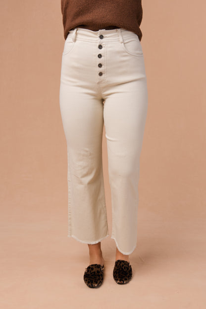 Button Fly Wide Leg Pants