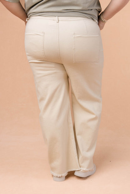 Button Fly Wide Leg Pants