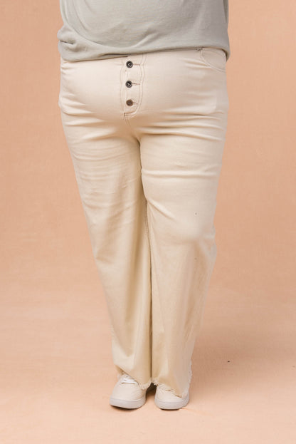 Button Fly Wide Leg Pants