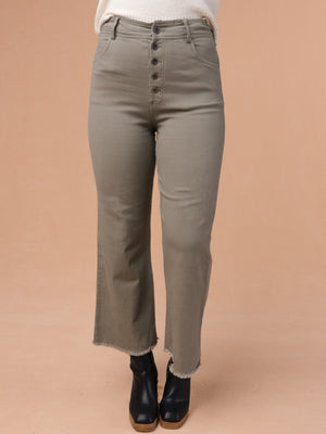 Button Fly Wide Leg Pants