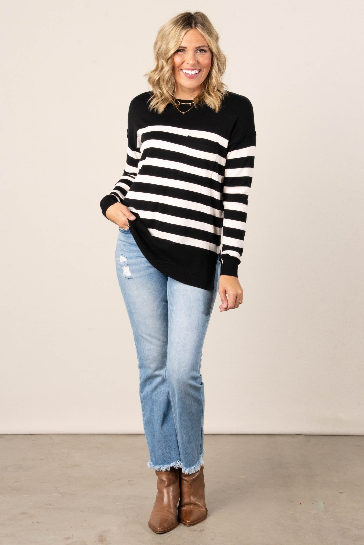 Emily Striped Pocket Sweater