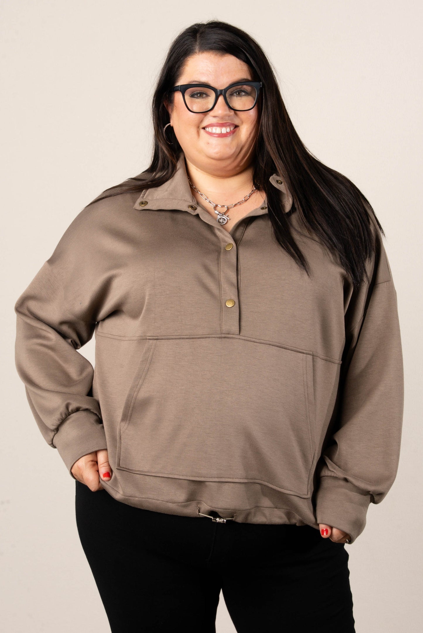 Half Snap Drawstring Pullover