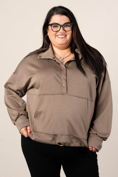 Half Snap Drawstring Pullover
