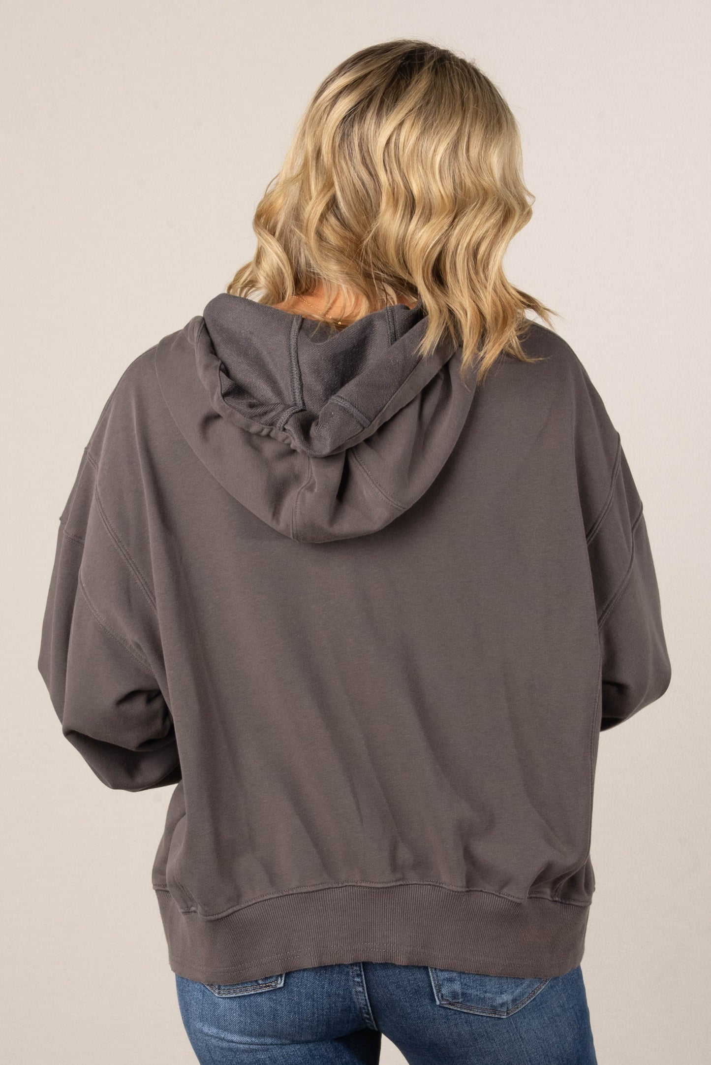 Half Zip Split Hem Hooded Pullover