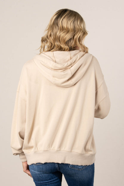 Half Zip Split Hem Hooded Pullover