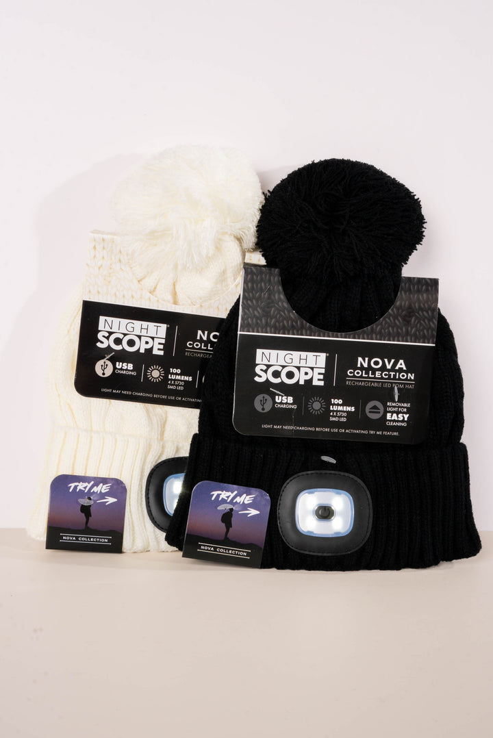 Nova Pom Rechargeable LED Beanie by Night Scope