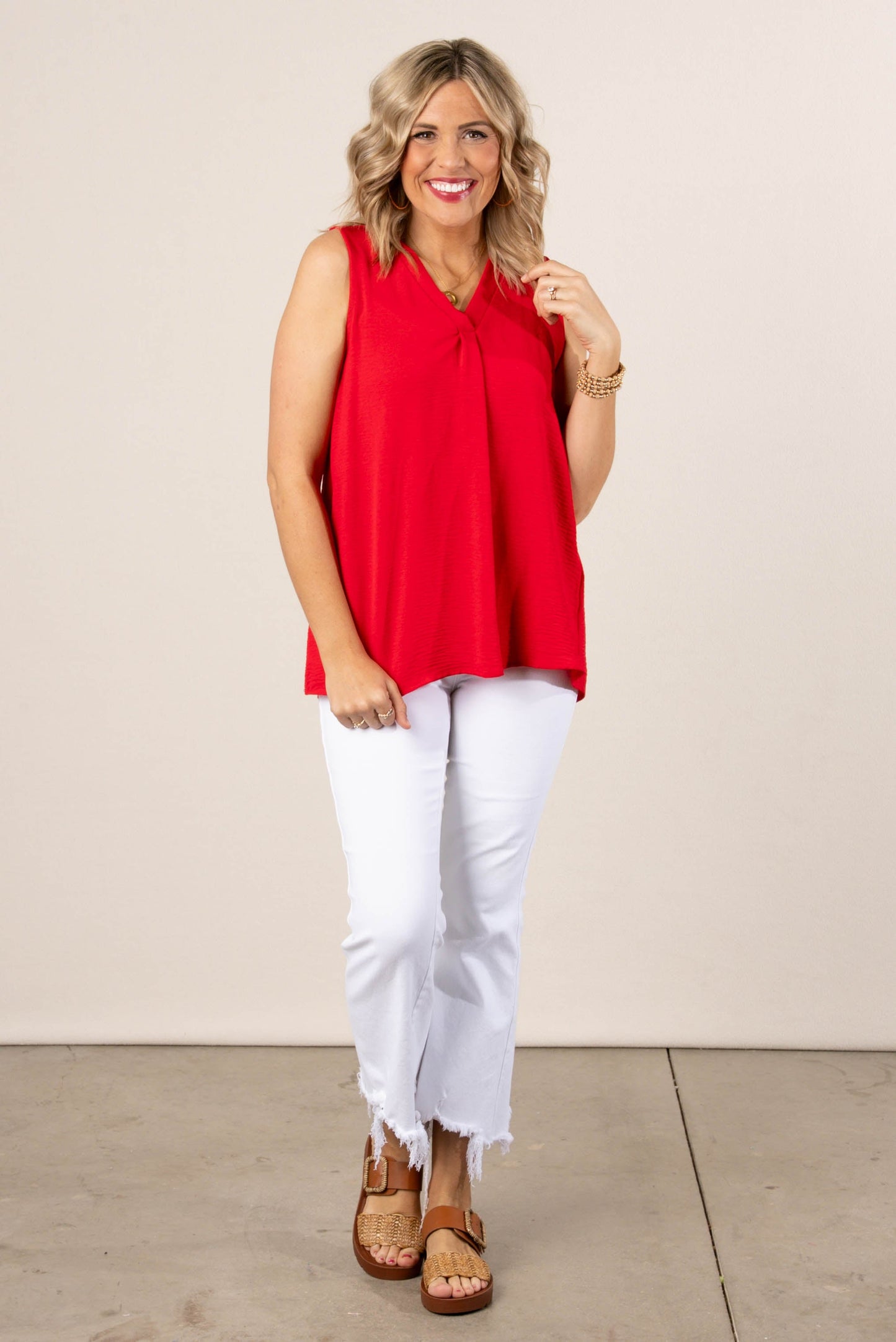 Pleat Front Sleeveless Blouse *Final Sale*
