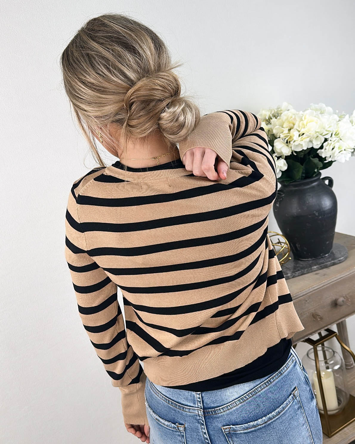 Striped Gold Button Sweater Cardigan