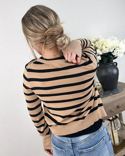 Striped Gold Button Sweater Cardigan