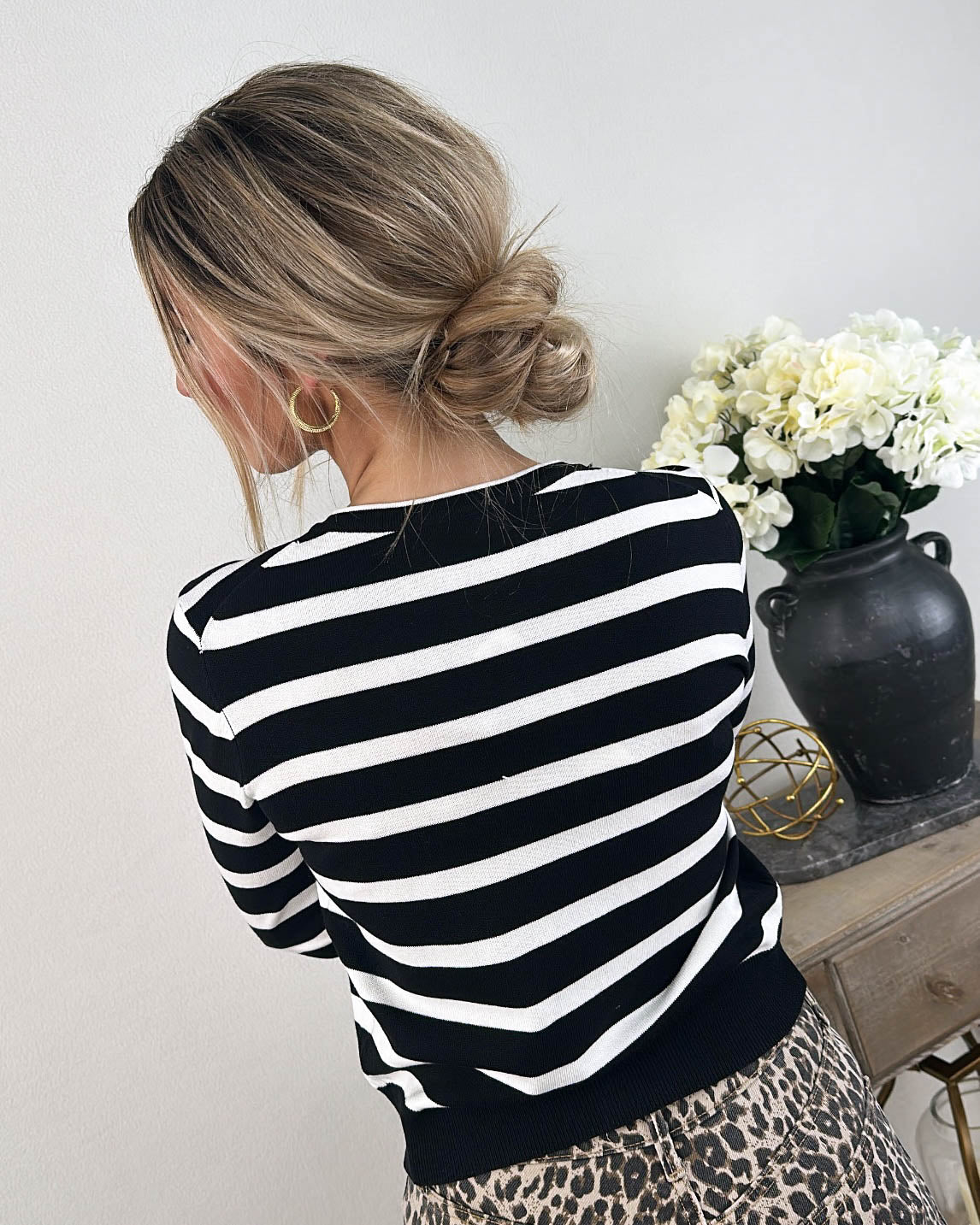 Striped Gold Button Sweater Cardigan