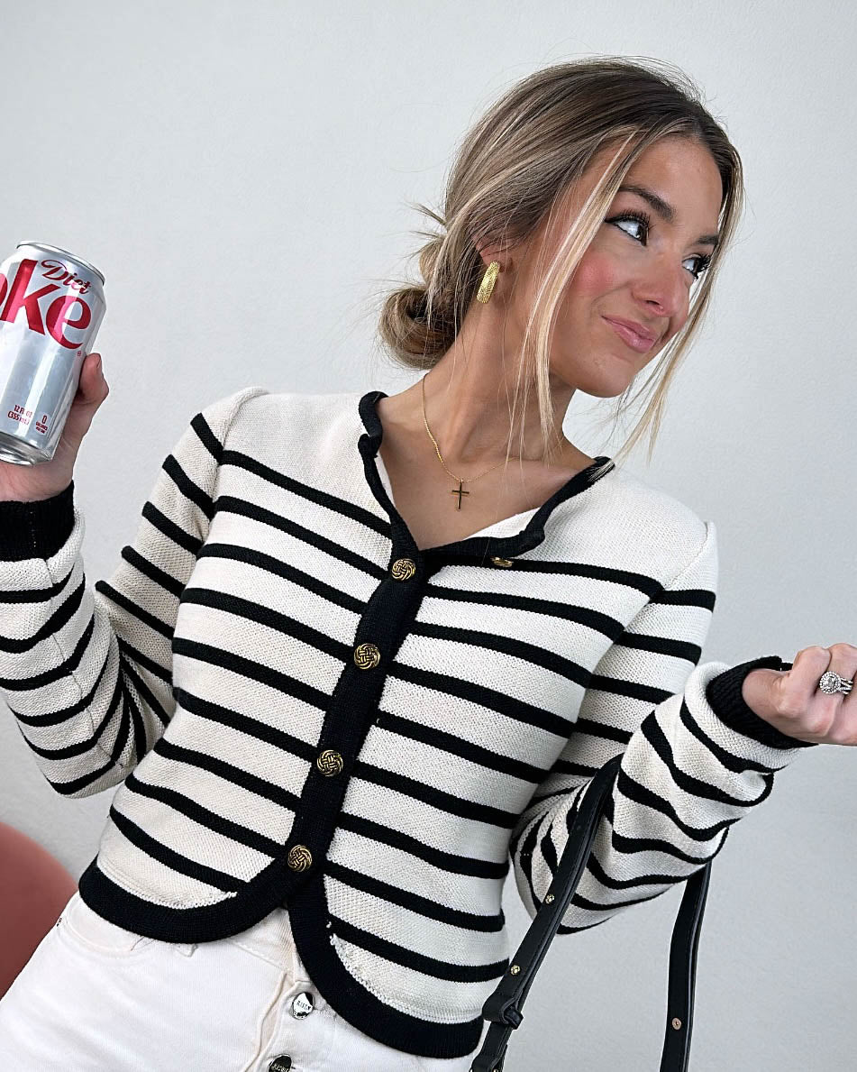 Striped Gold Button Cardigan