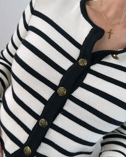 Striped Gold Button Cardigan
