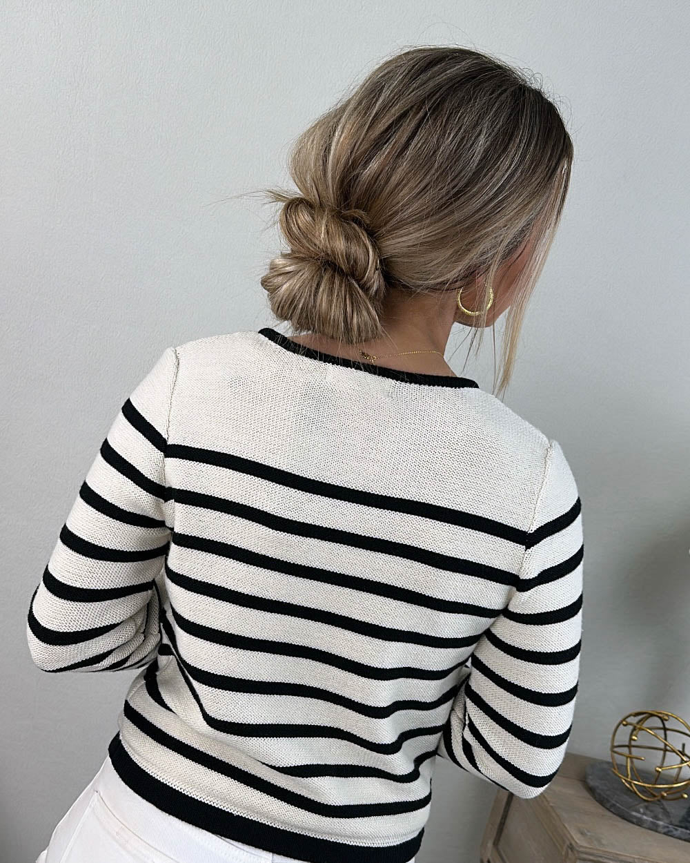 Striped Gold Button Cardigan