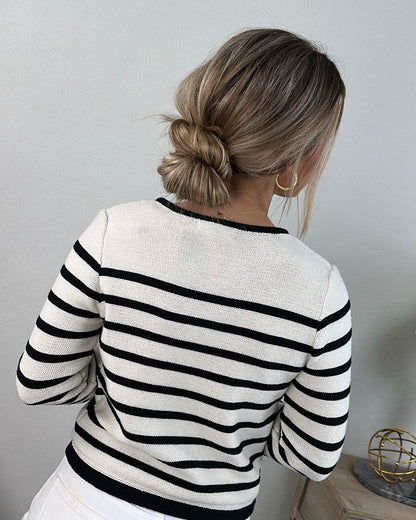 Striped Gold Button Cardigan