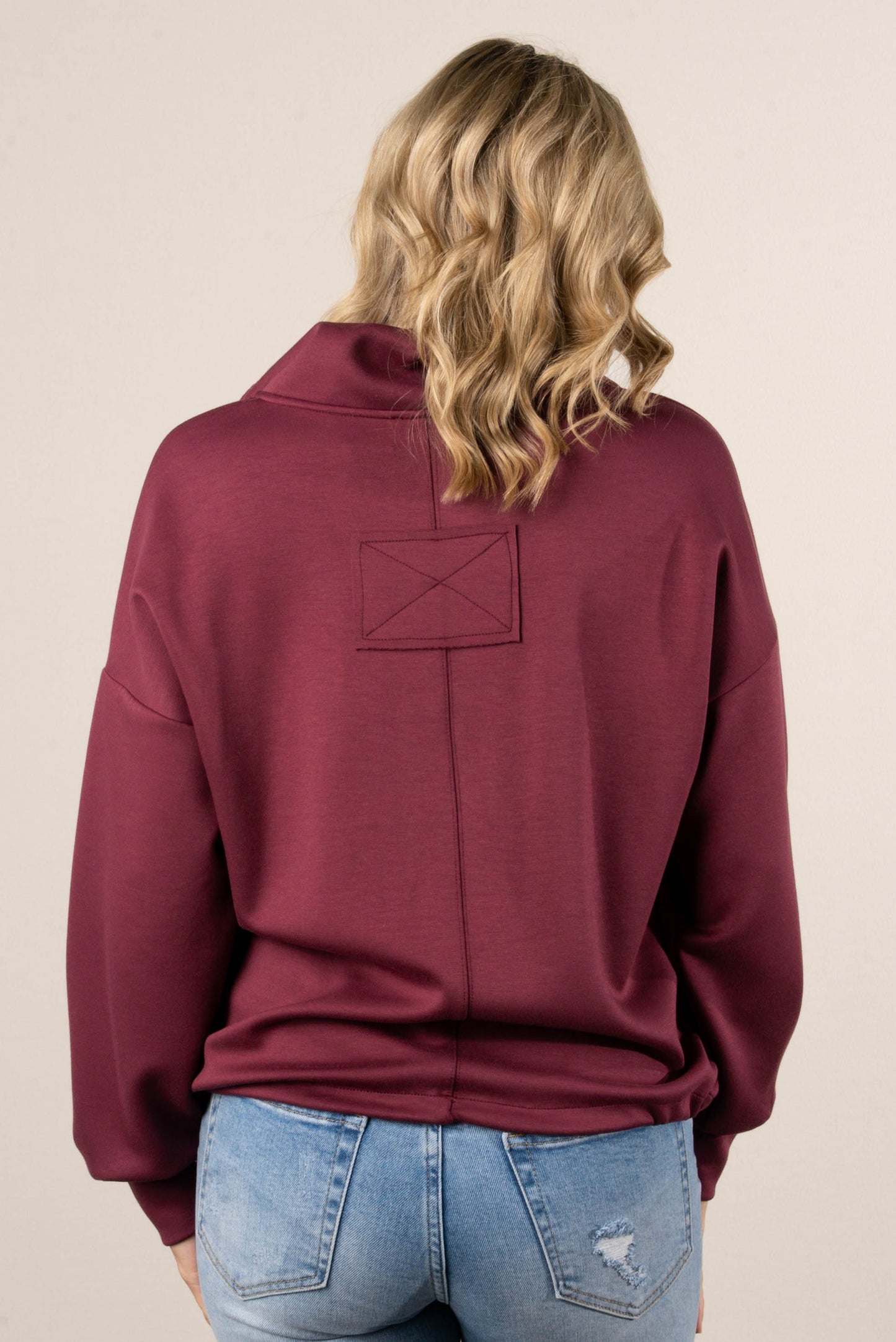Half Snap Drawstring Waist Pullover
