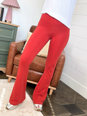 Ready To Jet Crossover Waist Flared Yoga Pants