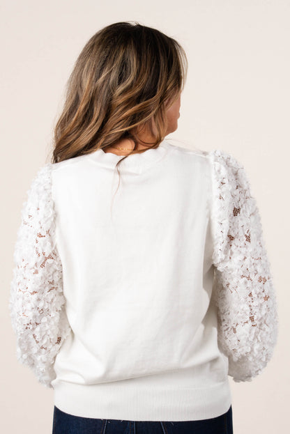 Floral Lace Sleeve Sweater