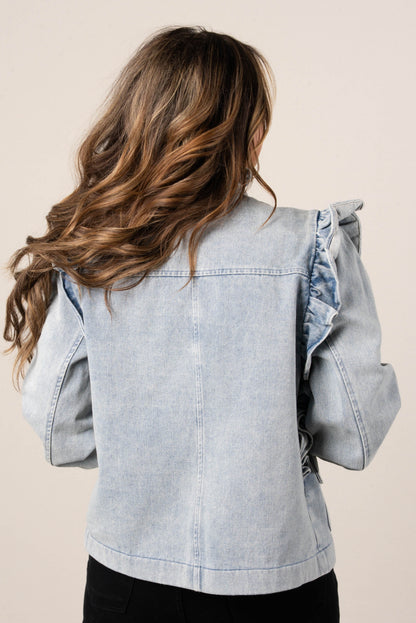 Ruffle Detail Denim Jacket