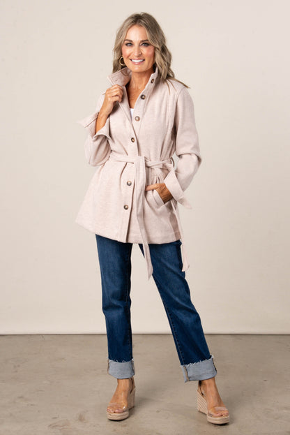 Stand Collar Tie Waist Coat