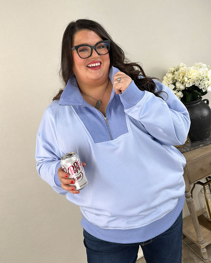 Color Block Half Zip Pullover