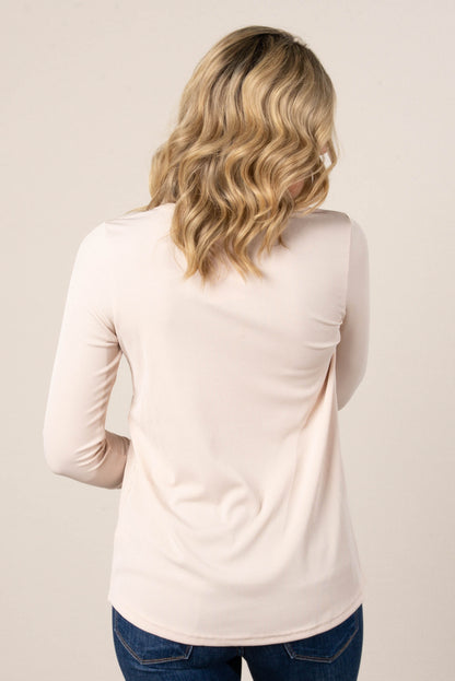 Marled Knit Button Cuff Top