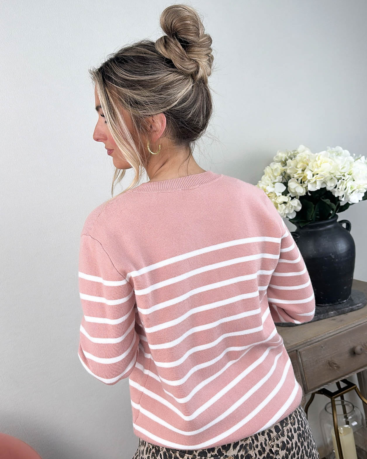 Striped Pearl Button Cardigan