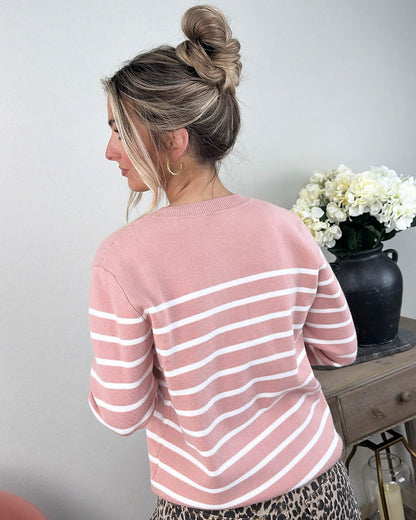 Striped Pearl Button Cardigan