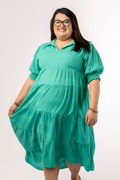 Swiss Dot Tiered Midi Dress
