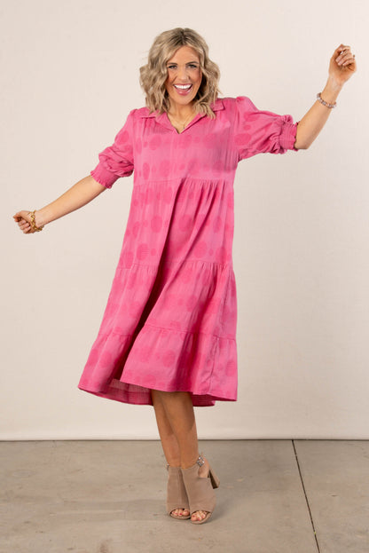 Swiss Dot Tiered Midi Dress