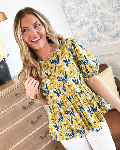 Floral Back Bow Peplum Top