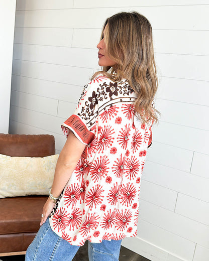 Abstract Border Print Kimono