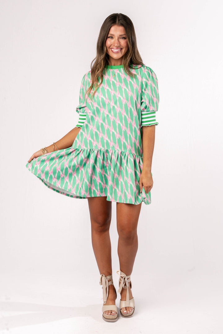Mixed Print Ruffle Hem Dress *Final Sale*