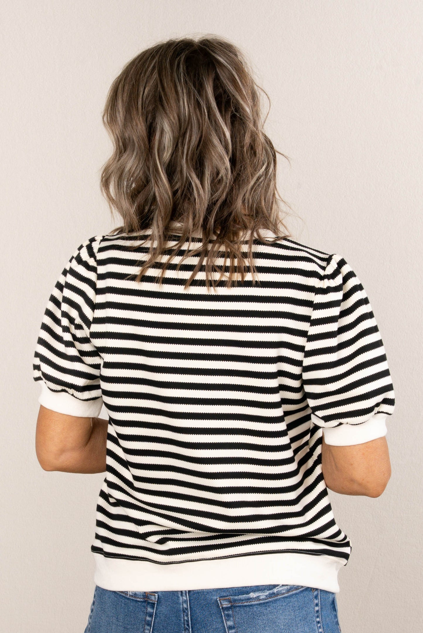 Striped Banded Hem Top