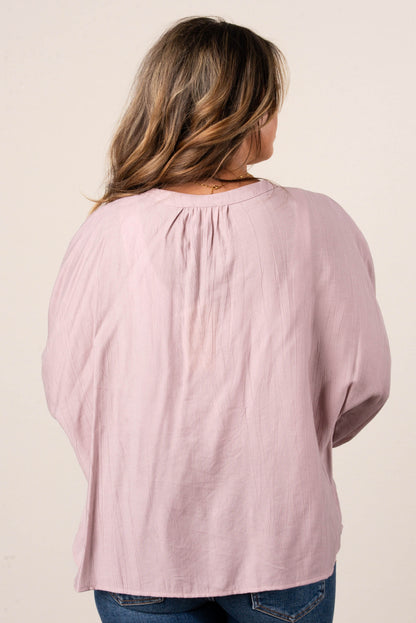 Textured Round Collar Dolman Shirt